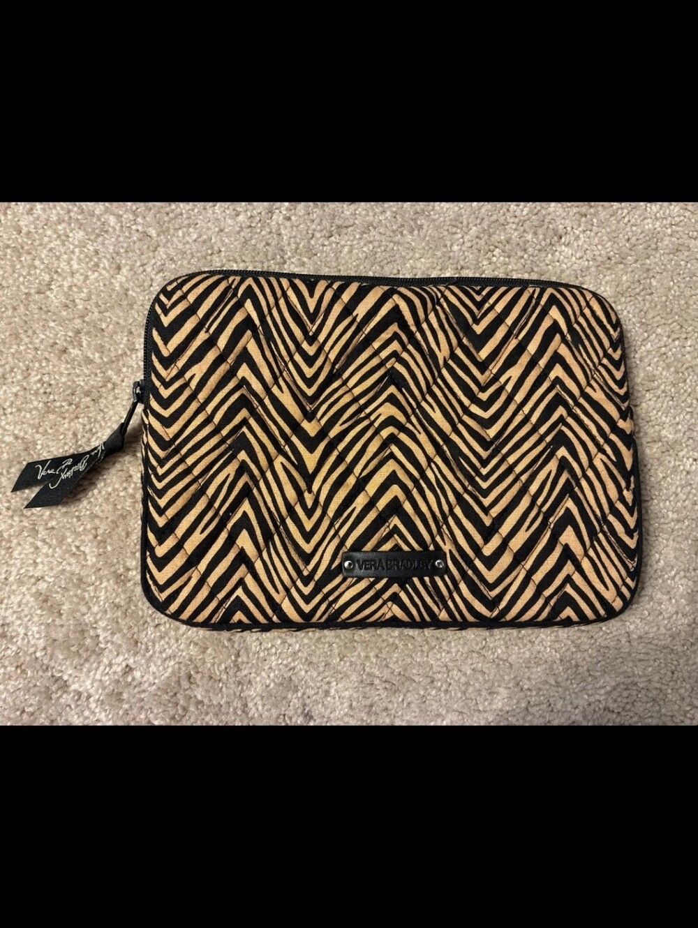 Vera Bradley Zebra-Print Tech Sleeve, Tablet Size, Like New